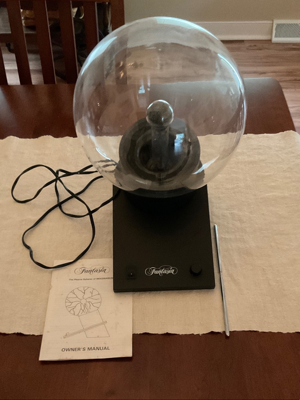 Fantasia Clear Glass Plasma Globe Lamp on Black Base